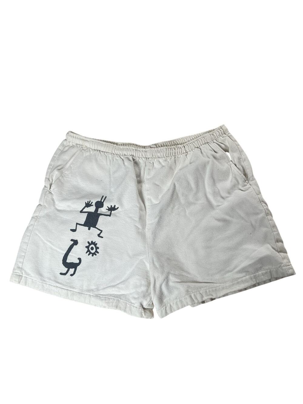 WEK Shorts Teens 31 White Sweat Fleece Elastic Waist Pockets Relaxed Fit